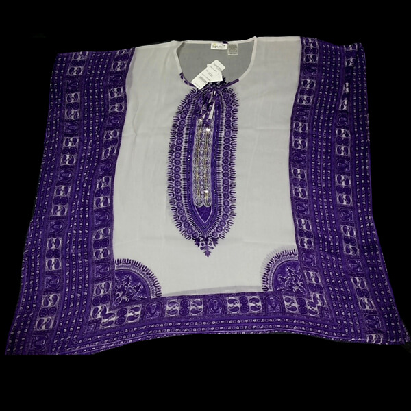 Model Dashiki prints purple & white color